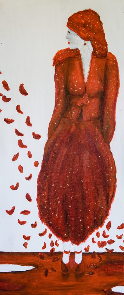 Rosenblätter im Wind, Acryl 30x70, Bild Nr. 166