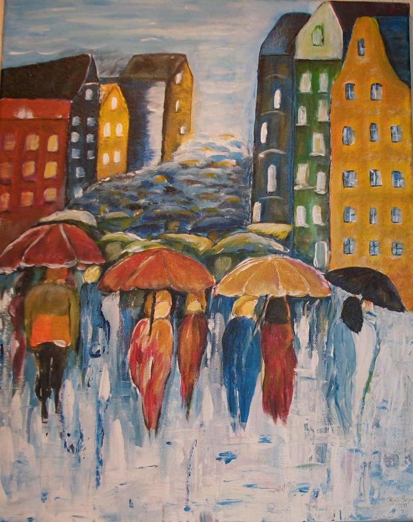 Shoppen im Regen in Öl 40x50, Bild Nr. 29