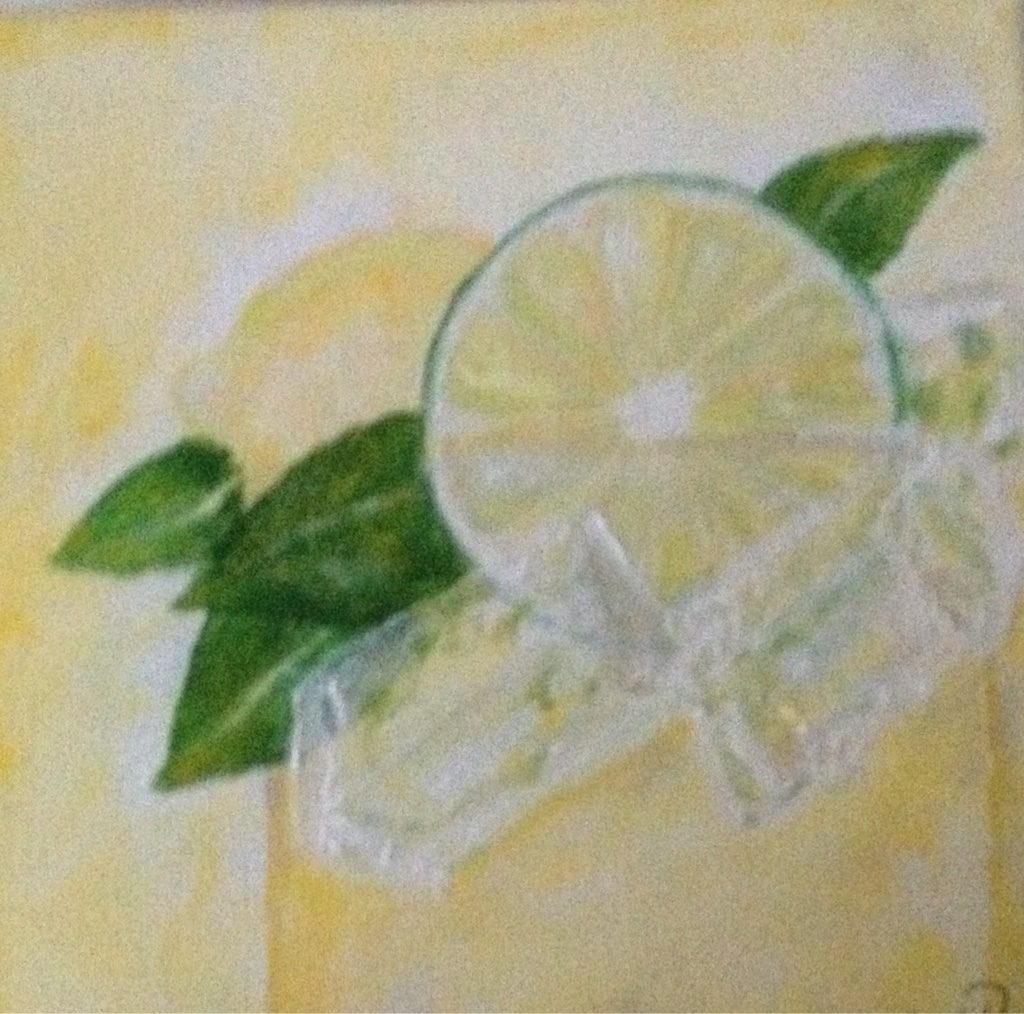 Zitrone im Eiswasser in Acryl 20x20, Bild Nr. 175