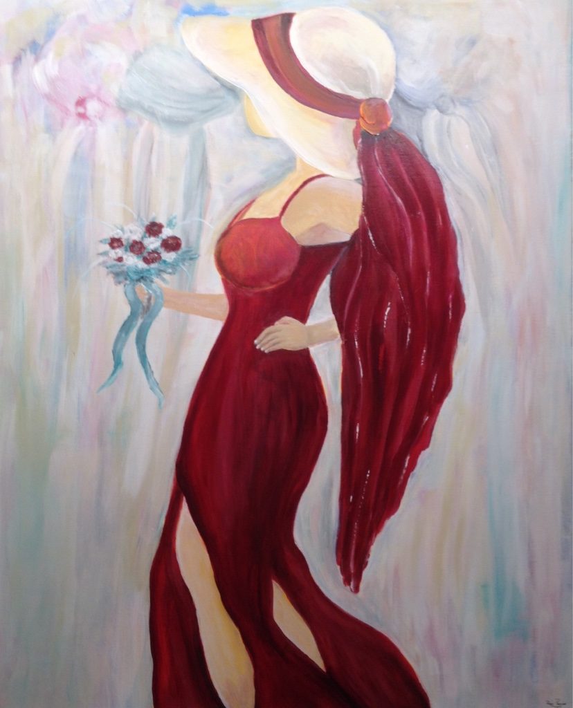lady in red, Bild Nr. 131 in Acryl 80x100