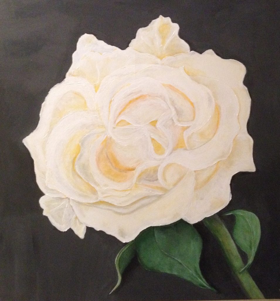 zarte weiße Rose, Acryl 80x80, Bild Nr. 177